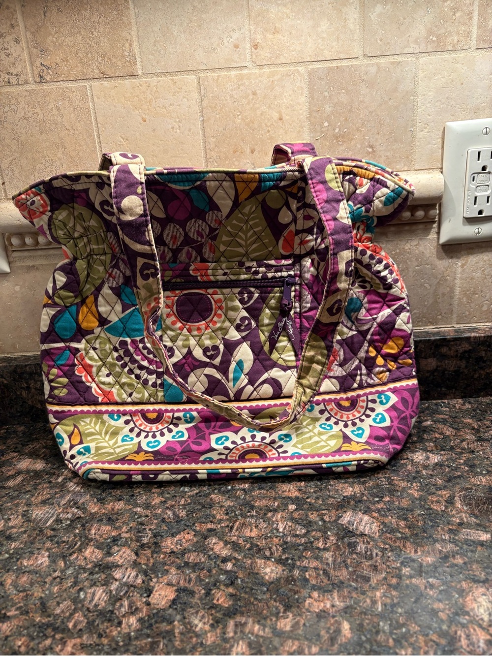 Vera Bradley Purple Multi-Print Quilted Tote